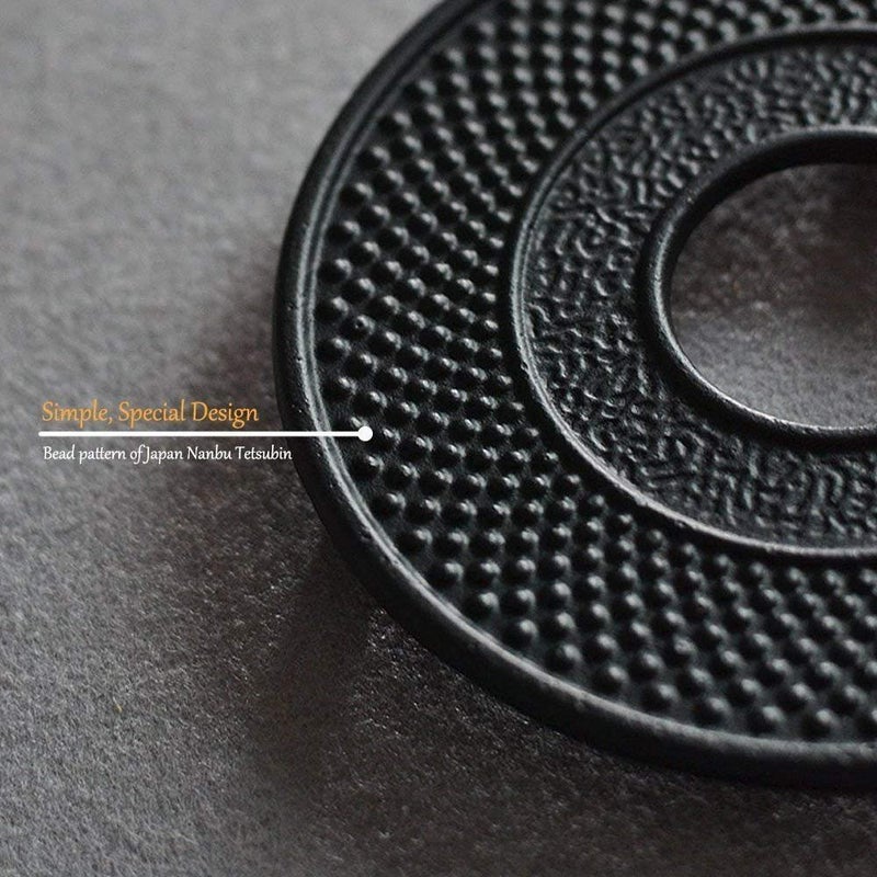 suyika Cast Iron Mat with Rubber Pegs/Feet for Japanese Tea Kettle Cast Iron Teapot Black Trivet 5.3in - Image 2